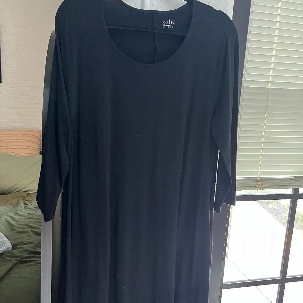 Cotton black dress, size XL